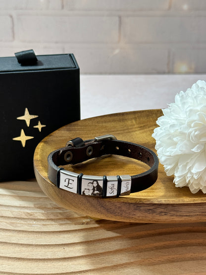 Memory Band - Personalized Leather Bracelet with Photo Engraving