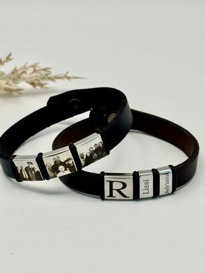 Signature Band - Personalized Leather Bracelet with Text Engraving